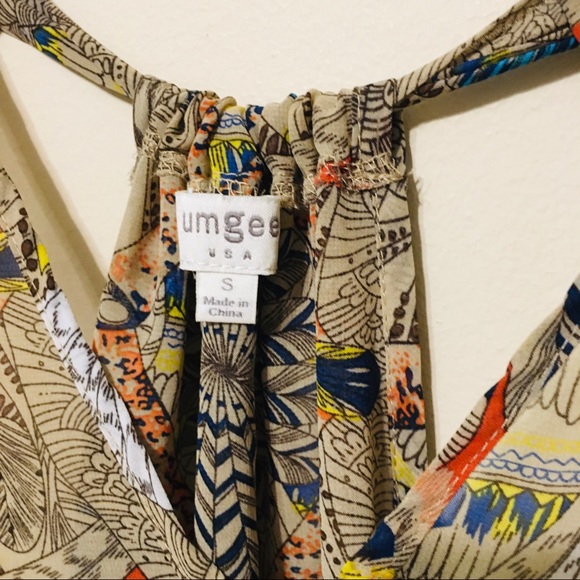 UMGEE Peacock Tank with V-neck and Ball Tassels - Picture 2 of 5